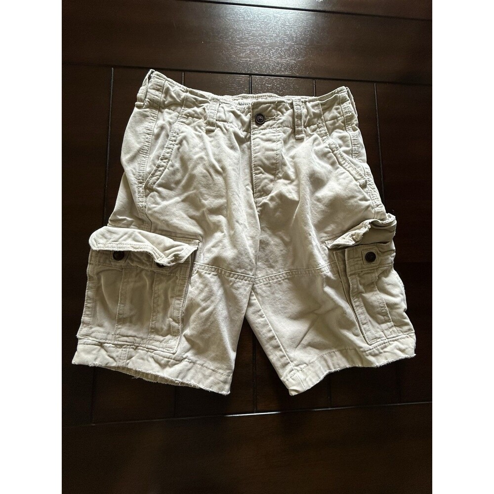 🔥RARE ABERCROMBIE AND FITCH DISTRESSED TAN CARGO SHORTS MENS SIZE 28 Y2K Vtg